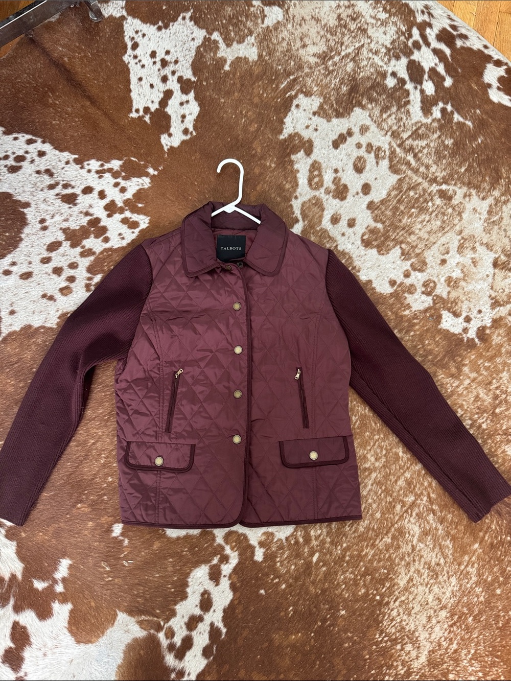 Talbots Quilted Wine-Red Utility Jacket